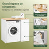 SoBuy BZR217-WN Meuble Machine à Laver – Meuble de Salle de Bain avec Panier à Linge et tiroir, pour Lave-Linge et sèche-Linge, Armoire pour Machine à Laver en Bois, Blanc, 100 x 60 x 90 cm