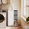 SoBuy BZR218-W Meuble Salle de Bain avec Panier à Linge - Armoire de Rangement avec 2 Paniers en Tissu Colonne Salle de Bain Gain de Place Meuble Linge Sale Blanc pour Buanderie
