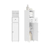 SoBuy BZR219-W Bathroom Cabinet 20 x 20 cm Narrow Toilet Cabinet with Roll Holder and Reversible Door, Compact Toilet Storage with Drawer and Adjustable Shelf