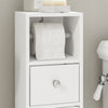 SoBuy BZR219-W Bathroom Cabinet 20 x 20 cm Narrow Toilet Cabinet with Roll Holder and Reversible Door, Compact Toilet Storage with Drawer and Adjustable Shelf