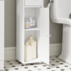 SoBuy BZR219-W Bathroom Cabinet 20 x 20 cm Narrow Toilet Cabinet with Roll Holder and Reversible Door, Compact Toilet Storage with Drawer and Adjustable Shelf