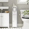 SoBuy BZR219-W Bathroom Cabinet 20 x 20 cm Narrow Toilet Cabinet with Roll Holder and Reversible Door, Compact Toilet Storage with Drawer and Adjustable Shelf