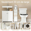 SoBuy BZR219-W Bathroom Cabinet 20 x 20 cm Narrow Toilet Cabinet with Roll Holder and Reversible Door, Compact Toilet Storage with Drawer and Adjustable Shelf