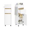 SoBuy BZR225-WN Colonne de Salle de Bain sur Roulettes avec Tiroir – Porte et Étagère, Rangement Vertical – 33×30×91 cm, Blanc