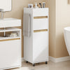 SoBuy BZR225-WN Colonne de Salle de Bain sur Roulettes avec Tiroir – Porte et Étagère, Rangement Vertical – 33×30×91 cm, Blanc