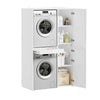 SoBuy BZR231-W Meuble Lave-Linge et Sèche-Linge avec Armoire – Tiroir, Étagères Réglables – 110×60,1×186 cm, Blanc