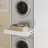 SoBuy BZR231-W Meuble Lave-Linge et Sèche-Linge avec Armoire – Tiroir, Étagères Réglables – 110×60,1×186 cm, Blanc