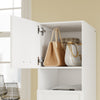 SoBuy BZR232-W Armoire de Rangement 4 Portes pour Buanderie – Compartiments Ouverts et Étagères – 60×40×186,4 cm, Blanc