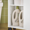 SoBuy BZR31-W Armoire de Salle de Bain Étroit avec roulettes – Meuble de Salle de Bain avec Portes Coulissantes – Polyvalente Armoire de Côté pour Petits Espaces, 52 x 68 x 17 cm, Blanc