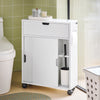 SoBuy BZR31-W Armoire de Salle de Bain Étroit avec roulettes – Meuble de Salle de Bain avec Portes Coulissantes – Polyvalente Armoire de Côté pour Petits Espaces, 52 x 68 x 17 cm, Blanc