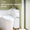 SoBuy BZR31-W Armoire de Salle de Bain Étroit avec roulettes – Meuble de Salle de Bain avec Portes Coulissantes – Polyvalente Armoire de Côté pour Petits Espaces, 52 x 68 x 17 cm, Blanc