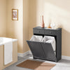 SoBuy BZR33-II-DG Meuble Salle de Bain avec Panier à Linge – Armoire Toilette, Meuble Bas avec 2 Tiroirs et Grande Capacité Sacs à Linge, Meuble de Rangement, Coffre à Linge, Gris, L78xP38xH90cm