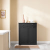 SoBuy BZR33-II-SCH Meuble Salle de Bain avec Panier à Linge Armoire de Rangement 2 Tiroirs et Grande Capacité Sacs à Linge, Idéal pour Salle de Bain, Buanderie, Appartement L78xP38xH91cm, Noir