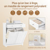 SoBuy BZR33-II-W Meuble Panier à Linge 2 Compartiments 45L – 2 Tiroirs, Gain de Place Salle de Bain, Blanc