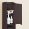 SoBuy BZR34-II-BR Colonne Salle de Bain Ultra-Slim Brun 20x20cm, 1 Tiroir, 2 Portes, 5 Compartiments, Étagères Réglables, Anti-Humidité, 25kg – 20x20x180 cm