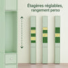 SoBuy BZR34-II-GR Meuble Colonne Salle de Bain, Armoire de Rangement Étroite avec Tiroir et Étagères Réglables - Meuble Salle de Bain Compact pour WC, Petits Espaces - Vert clair, MDF, 20x20x180cm
