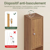 SoBuy BZR34-II-PF Colonne Salle de Bain Ultra-Étroite Effet Bois, 4 Étagères Réglables et 1 Tiroir, Anti-Basculement, 45kg – 20x20x180 cm