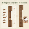 SoBuy BZR34-II-PF Colonne Salle de Bain Ultra-Étroite Effet Bois, 4 Étagères Réglables et 1 Tiroir, Anti-Basculement, 45kg – 20x20x180 cm