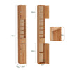 SoBuy BZR34-II-SH Colonne Salle de Bain Ultra-Étroite en Pin Massif, 4 Étagères Réglables et 1 Tiroir, Anti-Basculement, 25kg – 20x20x180 cm, Couleur Bois