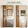 SoBuy BZR34-II-SH Colonne Salle de Bain Ultra-Étroite en Pin Massif, 4 Étagères Réglables et 1 Tiroir, Anti-Basculement, 25kg – 20x20x180 cm, Couleur Bois