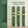 SoBuy BZR34-II-SY Meuble Colonne Salle de Bain, Armoire de Rangement Étroite avec Tiroir et Étagères Réglables - Meuble Salle de Bain Compact pour WC, Petits Espaces - Vert foncé, MDF, 20x20x180cm