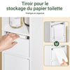SoBuy BZR34-K-W Meuble Salle de Bain Colonne de Rangement Petit Meuble Haut avec Porte et Tiroir Armoire Salle de Bain Résistant à l’Humidité - Rangement WC et Toilettes Compact 20x20x145cm