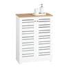 SoBuy BZR41-W Meuble de Salle de Bain Gain de Place avec Portes à Persienne, Étagères Réglables en MDF, 60x30x82 cm, Meuble de Rangement Armoire Multifonction et Compact