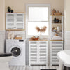 SoBuy BZR41-W Meuble de Salle de Bain Gain de Place avec Portes à Persienne, Étagères Réglables en MDF, 60x30x82 cm, Meuble de Rangement Armoire Multifonction et Compact