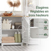 SoBuy BZR41-W Meuble de Salle de Bain Gain de Place avec Portes à Persienne, Étagères Réglables en MDF, 60x30x82 cm, Meuble de Rangement Armoire Multifonction et Compact