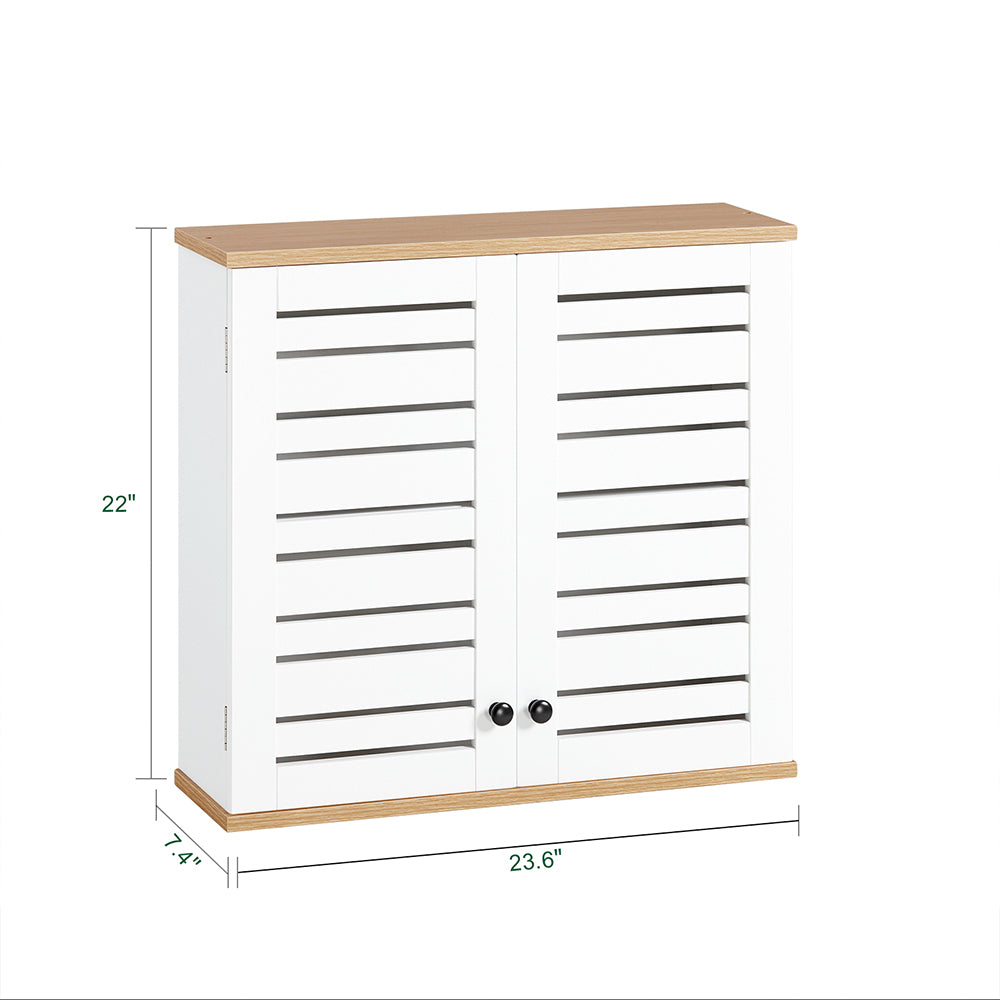 SoBuy BZR42-W Armoire Murale Salle de Bain avec Portes Persiennes et Étagères Réglables – 60×56×19 cm – Blanc