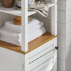 SoBuy BZR43-W Meuble Colonne Salle de Bain Étroit avec Étagères Ouvertes et Porte à Lames – Armoire de Rangement Haut pour Salle de Bain, WC, Cuisine ou Buanderie, Blanc-Bois, 160x40x30cm