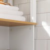 SoBuy BZR43-W Meuble Colonne Salle de Bain Étroit avec Étagères Ouvertes et Porte à Lames – Armoire de Rangement Haut pour Salle de Bain, WC, Cuisine ou Buanderie, Blanc-Bois, 160x40x30cm