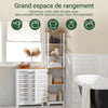 SoBuy BZR43-W Meuble Colonne Salle de Bain Étroit avec Étagères Ouvertes et Porte à Lames – Armoire de Rangement Haut pour Salle de Bain, WC, Cuisine ou Buanderie, Blanc-Bois, 160x40x30cm