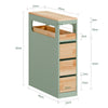 SoBuy BZR54-II-GR Meuble Salle de Bain à Roulettes Vert et Hévéa, 3 Tiroirs et Niche Ouverte, Slim 23cm, 40kg – 65x23x82 cm