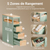 SoBuy BZR54-II-GR Meuble Salle de Bain à Roulettes Vert et Hévéa, 3 Tiroirs et Niche Ouverte, Slim 23cm, 40kg – 65x23x82 cm