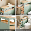 SoBuy BZR54-II-GR Meuble Salle de Bain à Roulettes Vert et Hévéa, 3 Tiroirs et Niche Ouverte, Slim 23cm, 40kg – 65x23x82 cm