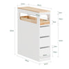 SoBuy BZR54-II-W Meuble Salle de Bain à Roulettes Blanc et Hévéa, 3 Tiroirs et Niche Ouverte, Slim 23cm, 40kg – 65x23x82 cm