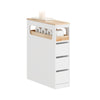 SoBuy BZR54-II-W Meuble Salle de Bain à Roulettes Blanc et Hévéa, 3 Tiroirs et Niche Ouverte, Slim 23cm, 40kg – 65x23x82 cm