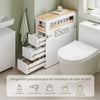 SoBuy BZR54-II-W Meuble Salle de Bain à Roulettes Blanc et Hévéa, 3 Tiroirs et Niche Ouverte, Slim 23cm, 40kg – 65x23x82 cm