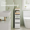 SoBuy BZR54-II-W Meuble Salle de Bain à Roulettes Blanc et Hévéa, 3 Tiroirs et Niche Ouverte, Slim 23cm, 40kg – 65x23x82 cm
