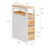 Prévente SoBuy BZR54-III-WN Meuble Salle de Bain à Roulettes Blanc et Bois Naturel, 3 Tiroirs et Niche Ouverte, Slim 23cm, 40kg – 65x23x82 cm