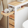 Prévente SoBuy BZR54-III-WN Meuble Salle de Bain à Roulettes Blanc et Bois Naturel, 3 Tiroirs et Niche Ouverte, Slim 23cm, 40kg – 65x23x82 cm