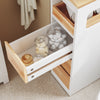 Prévente SoBuy BZR54-III-WN Meuble Salle de Bain à Roulettes Blanc et Bois Naturel, 3 Tiroirs et Niche Ouverte, Slim 23cm, 40kg – 65x23x82 cm