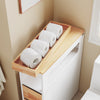 Prévente SoBuy BZR54-III-WN Meuble Salle de Bain à Roulettes Blanc et Bois Naturel, 3 Tiroirs et Niche Ouverte, Slim 23cm, 40kg – 65x23x82 cm