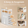 Prévente SoBuy BZR54-III-WN Meuble Salle de Bain à Roulettes Blanc et Bois Naturel, 3 Tiroirs et Niche Ouverte, Slim 23cm, 40kg – 65x23x82 cm