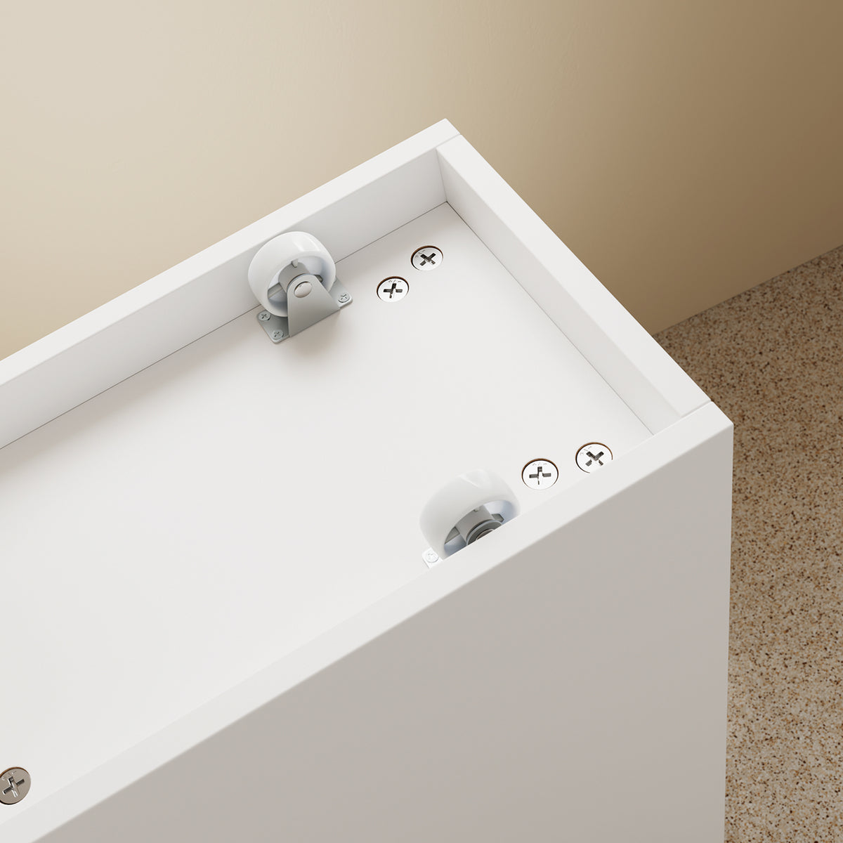 SoBuy BZR54-IV-WN Colonne Salle de Bain avec Roulettes, 3 Tiroirs et Compartiment Arrière Réglable – L65×P23×H82 cm, Charge 40 kg, Blanc et Naturel