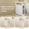 SoBuy BZR54-IV-WN Meuble Salle de Bain Colonne de Rangement, Petit Meuble Salle de Bain Meuble Compact avec Roues, Tiroirs et Séparateurs, Blanc 65x23x82cm