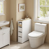 SoBuy BZR54-K-W Meuble WC Rangement 20 cm – 3 Tiroirs, Étagère Mobile, Roulettes Discrètes, Anti-Basculement – 60×20×82 cm, Blanc