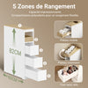 SoBuy BZR54-K-W Meuble WC Rangement 20 cm – 3 Tiroirs, Étagère Mobile, Roulettes Discrètes, Anti-Basculement – 60×20×82 cm, Blanc