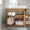 SoBuy BZR63-L-PF Meuble sous Lavabo Salle de Bain 90cm, Meuble sous Vasque avec Découpe Siphon, Armoire de Rangement avec Portes et Étagères, Style Industriel Bois & Métal